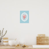 Blauw en roze cameo poster (Keuken)