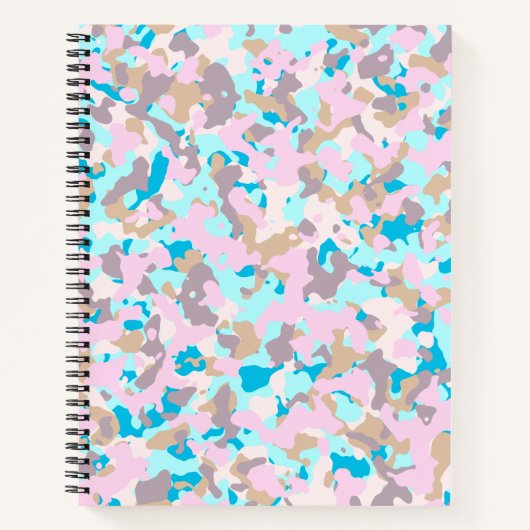 Blauw en roze Camouflage Spiral Notitieboek (Voorkant)