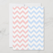 Blauw en roze Chevron Monogrammed Twins Baby showe Kaart (Achterkant)