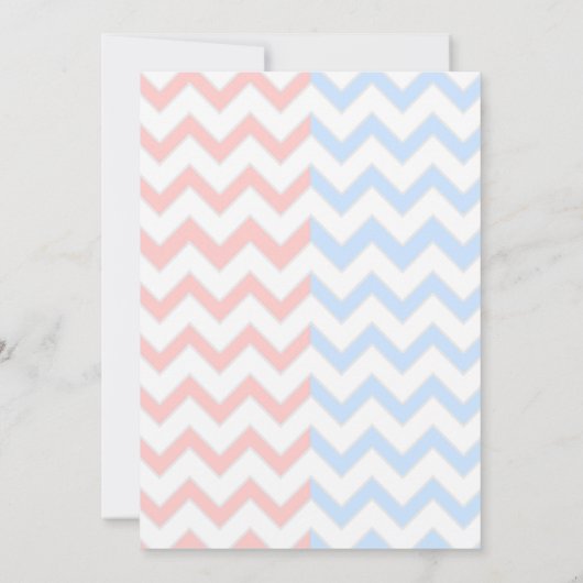 Blauw en roze Chevron Monogrammed Twins Baby showe Kaart (Achterkant)
