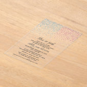 Blauw en roze Confetti Acryl Uitnodigingen (Laagn)