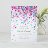 Blauw en Roze Confetti Baby Gender Reveal Party Kaart (Staand voorkant)