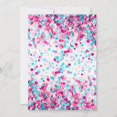 Blauw en Roze Confetti Baby Gender Reveal Party Kaart (Achterkant)