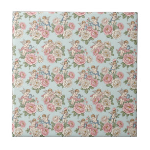 Blauw en roze Coquette Cherubijn Engel Roos uit he Tegeltje