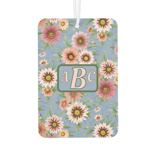 Blauw en Roze Daisy Bloemontwerp gepersonaliseerd Luchtverfrisser (Achterkant)