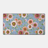 Blauw en roze Daisy Floral botanische afdrukken Bureaumat (Voorkant)