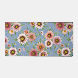 Blauw en roze Daisy Floral botanische afdrukken Bureaumat