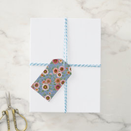 Blauw en roze Daisy Floral Cadeaulabel