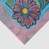 Blauw en Roze Daisy Garden Tissuepapier (Detail)