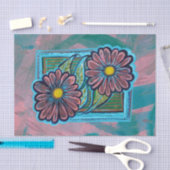 Blauw en Roze Daisy Garden Tissuepapier (Craft)
