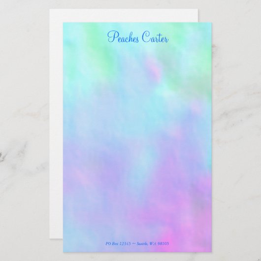 Blauw en Roze Digitaal Ontwerp Briefpapier (Voorkant / Achterkant)