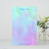 Blauw en Roze Digitaal Ontwerp Briefpapier (Staand voorkant)