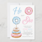 Blauw en roze Donut Doughnuts Baby Gender onthulli Kaart (Voorkant)
