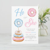 Blauw en roze Donut Doughnuts Baby Gender onthulli Kaart (Staand voorkant)