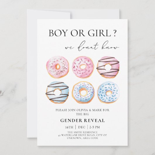 Blauw- en roze donuts Gender Reopenbaarmakingspart Kaart (Voorkant)