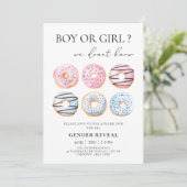 Blauw- en roze donuts Gender Reopenbaarmakingspart Kaart (Staand voorkant)