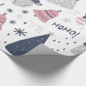 Blauw en roze en grijs Kerstmis Cadeaupapier (Hoek)