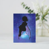 Blauw en Roze Fairy Silhouet Briefkaart (Staand voorkant)