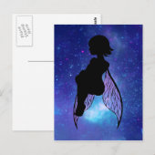 Blauw en Roze Fairy Silhouet Briefkaart (Voorkant / Achterkant)