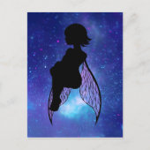 Blauw en Roze Fairy Silhouet Briefkaart (Voorkant)