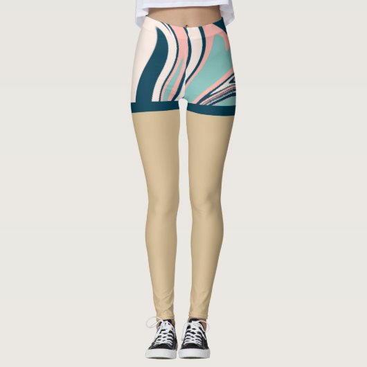 Blauw en roze fake shorts l Mode zomer Leggings (Voorkant)