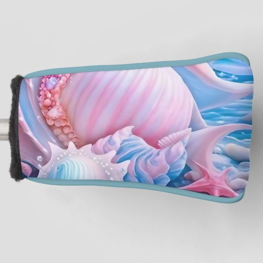 Blauw en Roze Fantasy Beach Golfheadcover (Voorkant)