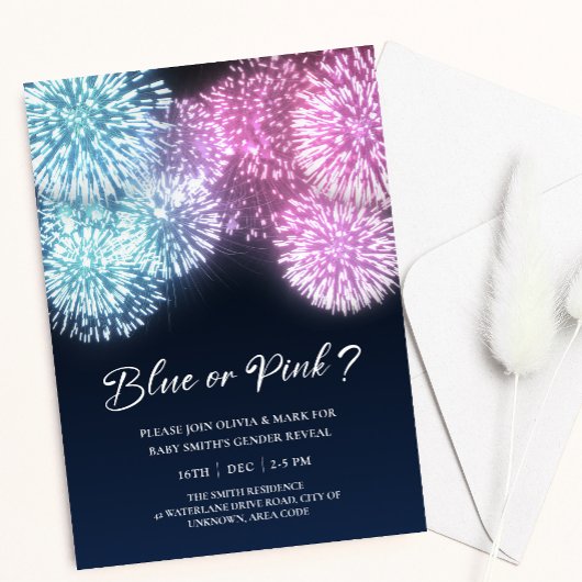 Blauw- en roze Firecracker Kaart