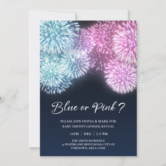 Blauw- en roze Firecracker Kaart (Voorkant)