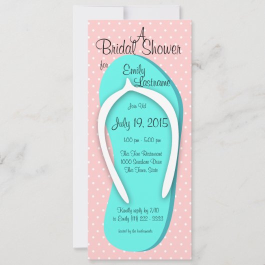 Blauw en Roze Flip Flop Vrijgezellenfeest Kaart (Voorkant)