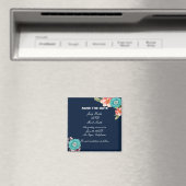 Blauw en roze Floral botanisch sparen de datum Magneet (Insitu (Vaatwasser))