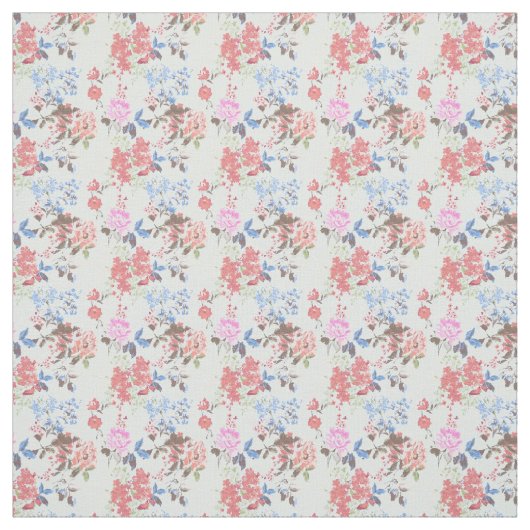 blauw en roze Floral Chintz Pattern Stof (Swatch)