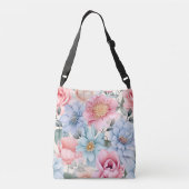 Blauw en roze Floral Crossbody Tas (Achterkant)