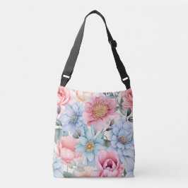 Blauw en roze Floral Crossbody Tas