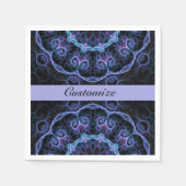 Blauw en roze Floral Fractal Pattern Napkins 2 Servetten (Voorkant)