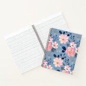 Blauw en roze Floral Notitieboek (Binnen)