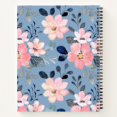 Blauw en roze Floral Notitieboek (Achterkant)