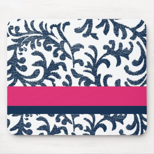 Blauw en roze Floral Pattern Muismat (Voorkant)