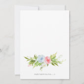 Blauw en roze Floral Vase Gender Live Uitnodiging (Achterkant)