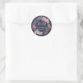 Blauw en roze Floral Wreath Wedding Favor Sticker (Tas)