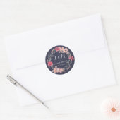 Blauw en roze Floral Wreath Wedding Favor Sticker (Envelop)