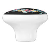 Blauw en roze Floral Wreatmonogram Keramische Knop (Zijkant)