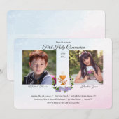 Blauw en roze foto-religie kaart (Voorkant / Achterkant)