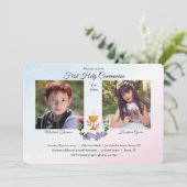 Blauw en roze foto-religie kaart (Staand voorkant)