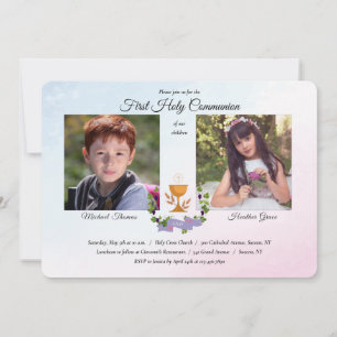 Blauw en roze foto-religie kaart