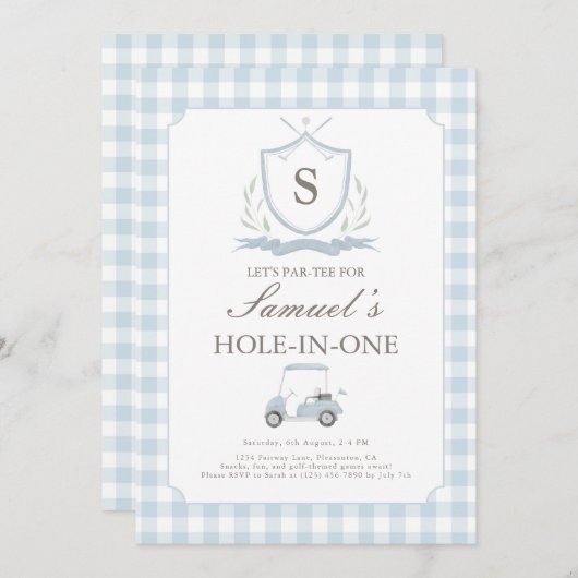 Blauw en roze gat in een verjaardagsuitnodiging kaart (Voorkant / Achterkant)