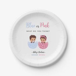 Blauw en Roze Gebroed Baby in Ei Papieren Bordje