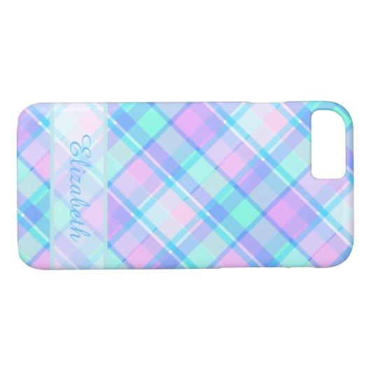 Blauw en roze gegoten patroon op maat Case-Mate iPhone case (Achterkant (Horizontaal))
