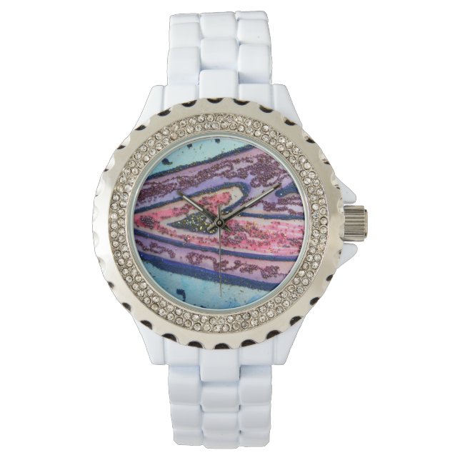 Blauw en roze geloof maakt aangepaste ontwerphorlo horloge (Voorkant)