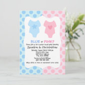 Blauw en roze gender reveal party kaart (Staand voorkant)