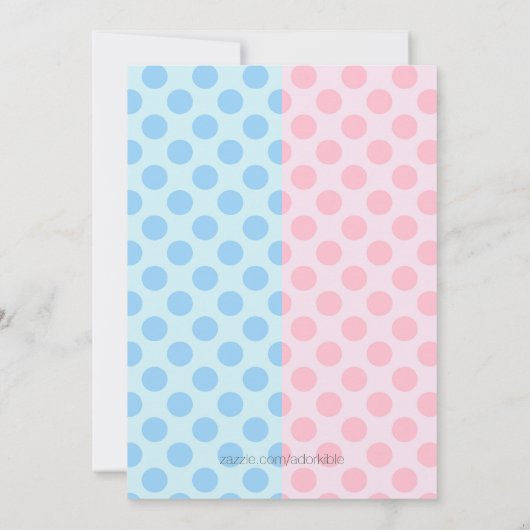 Blauw en roze gender reveal party kaart (Achterkant)
